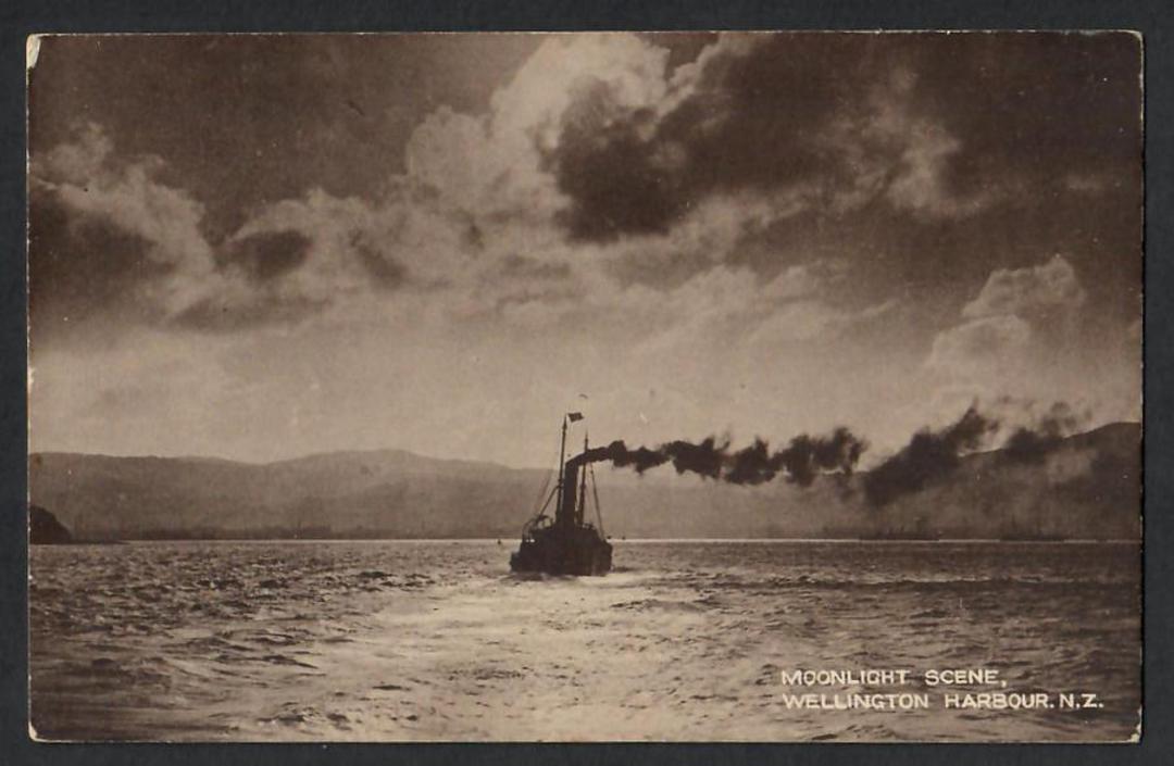 Real Photograph of Moonlight Scene Wellington Harbour. - 47462 - Postcard image 0