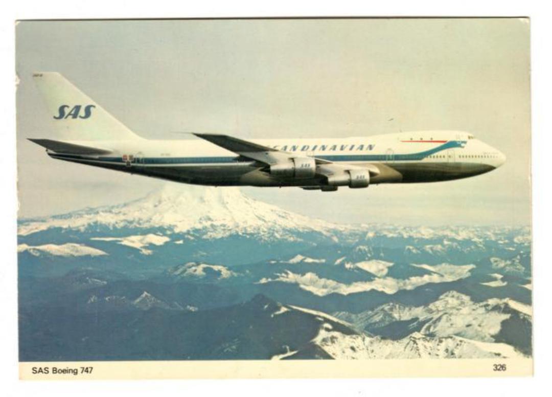 Coloured postcard of Scandinavian Air Services Boeing 747. - 40943 - Postcard image 0