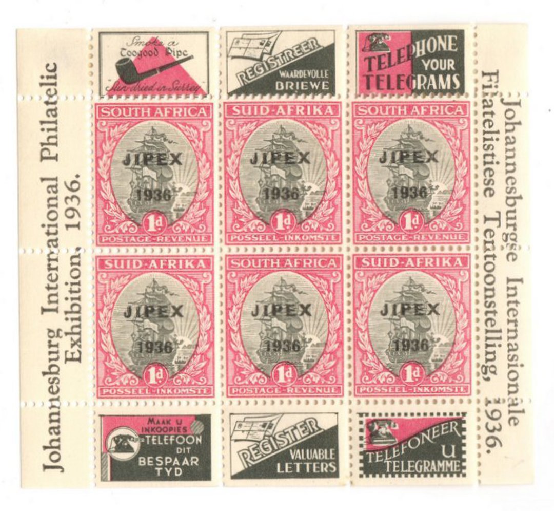 SOUTH AFRICA 1936 JIPEX Miniature sheet 1d Grey and Carmine. Issued in 21 different settings. Ask for a scan. - 54392 - Mint image 0