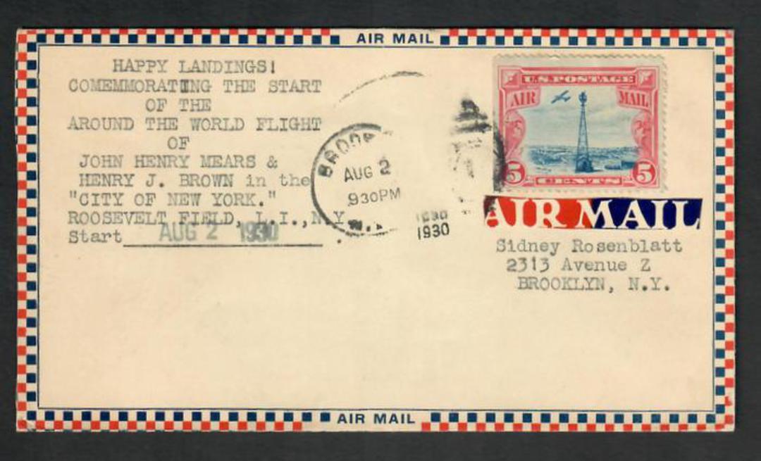 USA 1930 Airmail Letter commemorating the start of the Around the World Flight of J H Mears and H J Brown 2/8/1930. - 30897 - Po image 0