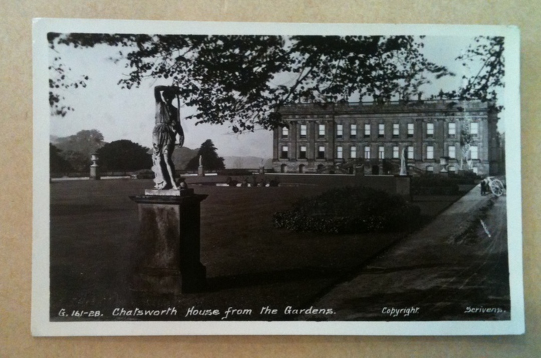 Real Photograph of Chatsworth House from the Gardens. - 242610 - Postcard image 0