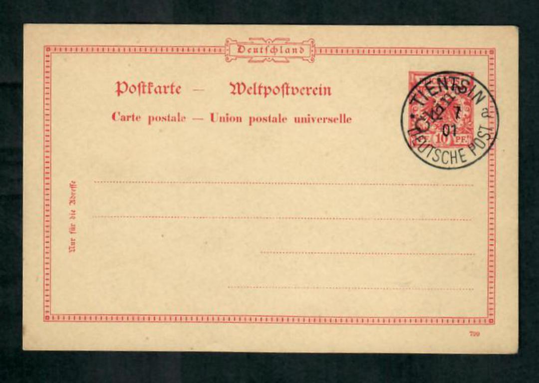 GERMAN POST OFFICES in CHINA 1901 Postcard 10pf Red. Fine copy postmarked TIENTSIN. - 31305 - PostalHist image 0