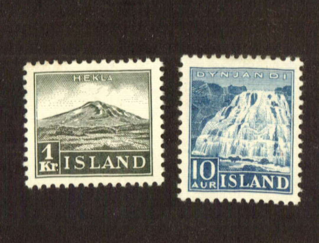 ICELAND 1935 Definitives. Set of 2. Dynjandi Falls and Mount Heka. - 71407 - LHM image 0