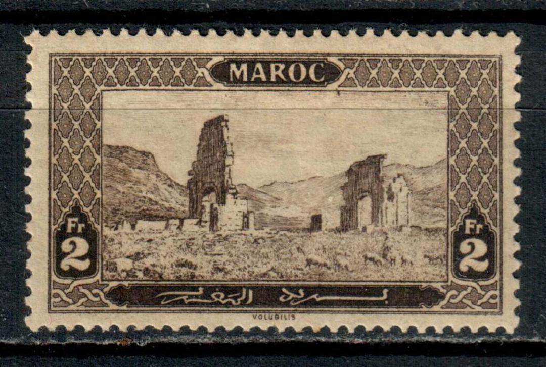 FRENCH MOROCCO 1917 2 fr Sepia. Well centred copy with good perfs. Some gum adhesion but still a nice stamp. - 71209 - Mint image 0