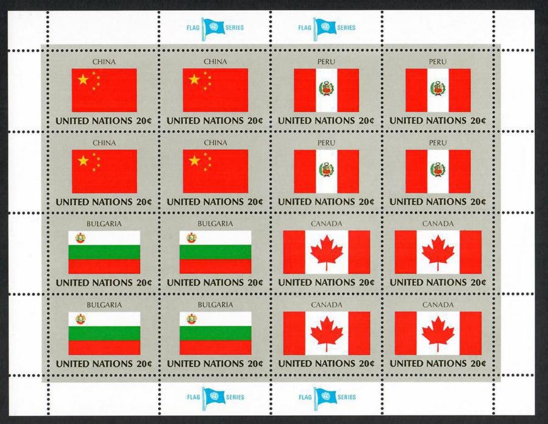 UNITED NATIONS Flag series. Sheet of 16 stamps. The flags of China Peru Bulgaria and Canada. - 113452 - UHM image 0