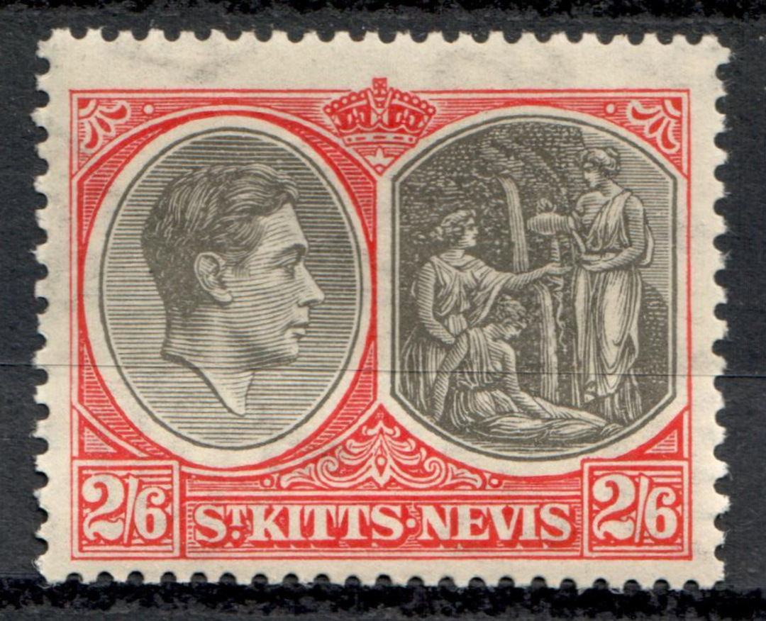 ST KITTS NEVIS 1938 Geo 6th Definitive 2/6 Black and Scarlet. - 8290 - UHM image 0