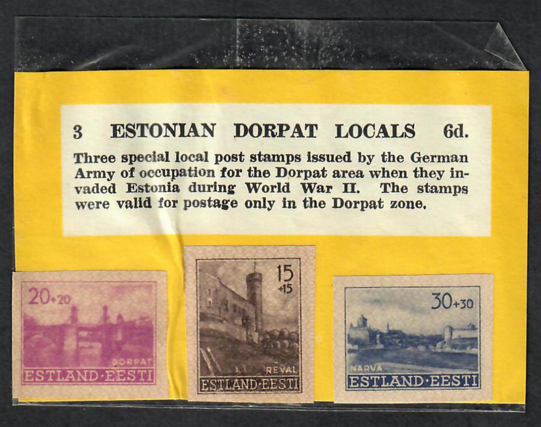 GERMANY Occupation of Estonia 1941 Reconstruction Fund. 3 values still in the pack prepared for sale in the 1950s in New Zealand image 0