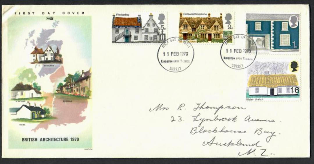 GREAT BRITAIN 1970 Rural Architecture. Set of 4 on first day cover. - 130342 - FDC image 0