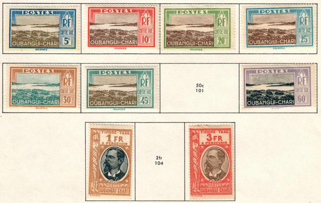 UBANGI-SHARI 1930 Postage Due. Set of 11 except the 50c and 2fr. - 56084 - Mint image 0