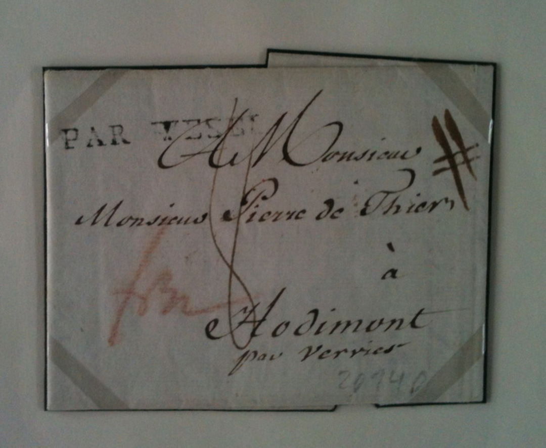DANZIG 1801 Folded letter to Hodimont in Belgium. Prepaid to Wesel in Cleves in French occupied Netherlands. Manuscript in red F image 0