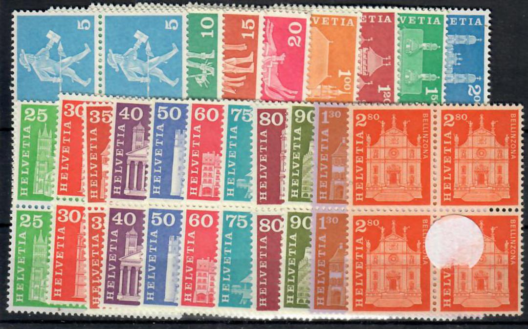 SWITZERLAND 1960 Definitives. Set of 21 in blocks of 4. Missing the 70c. - 23325 - UHM image 0