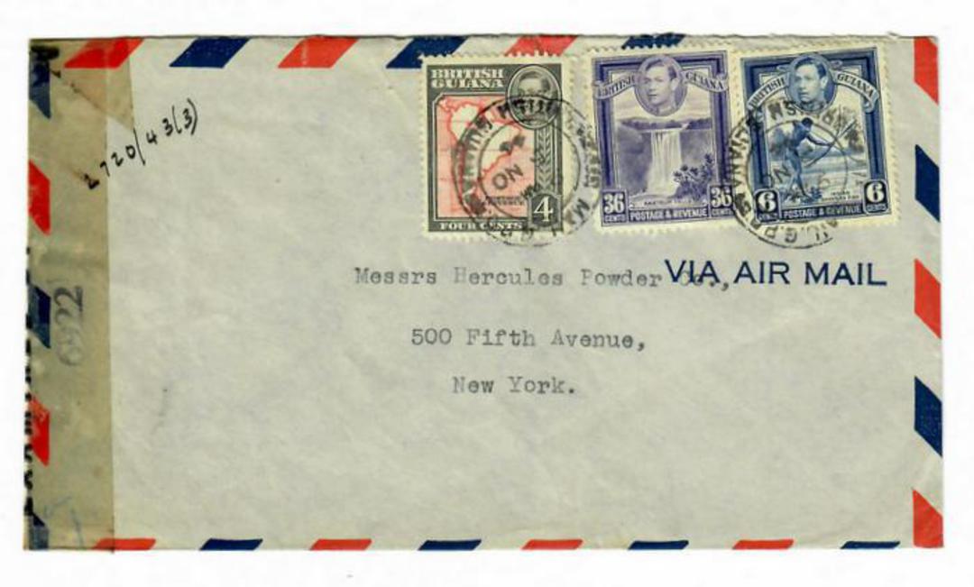 BRITISH GUIANA 1943 Airmail Letter to New York. Reseal Label "Examined by 6922". - 30218 - PostalHist image 0