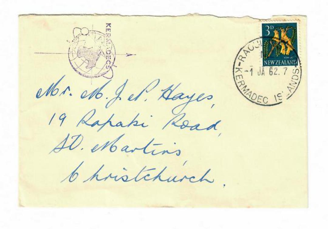 NEW ZEALAND 1962 Cover from Raoul Island Kermadec Islands to Christchurch 1/1/62.With purple Kermadecs Globe. - 30501 - PostalHi image 0
