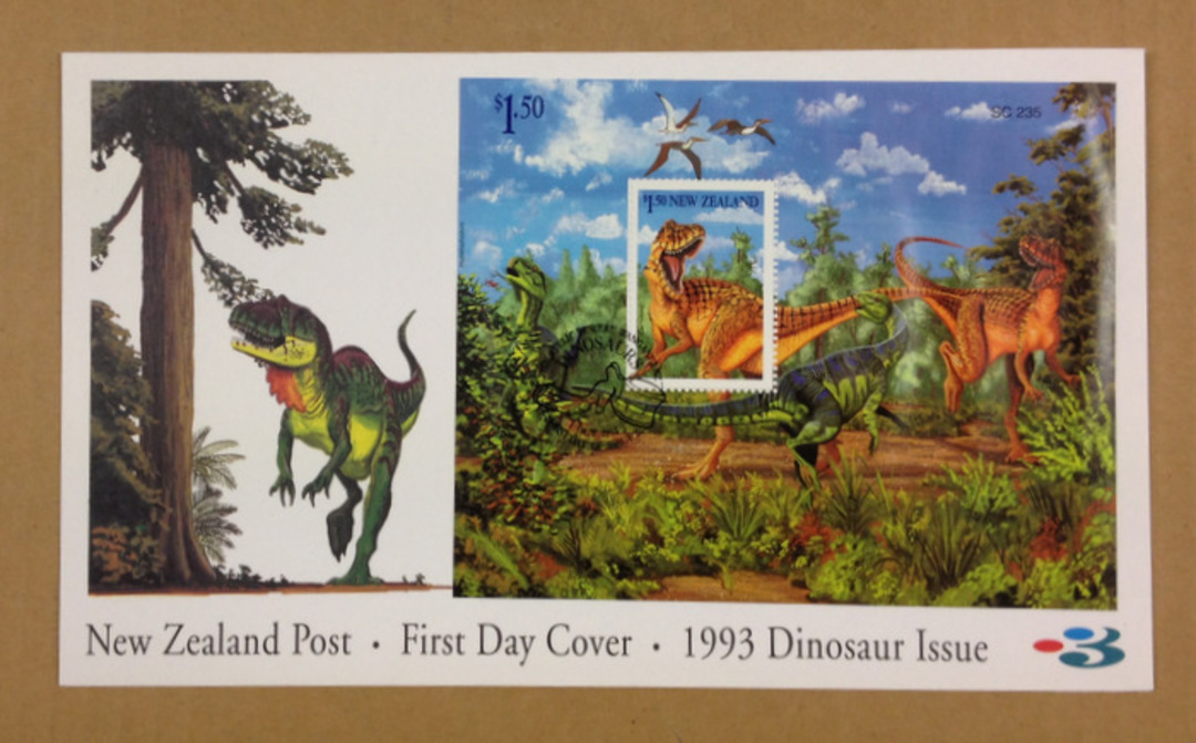 NEW ZEALAND 1993 Dinosaurs. Miniature sheet on first day cover. - 521123 - FDC image 0
