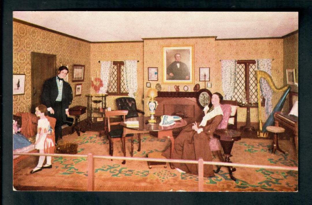 NEW ZEALAND 1940 Centenial Exhibition. Souvenir Postcard of South Island Pioneer Room. - 49786 - Postcard image 0
