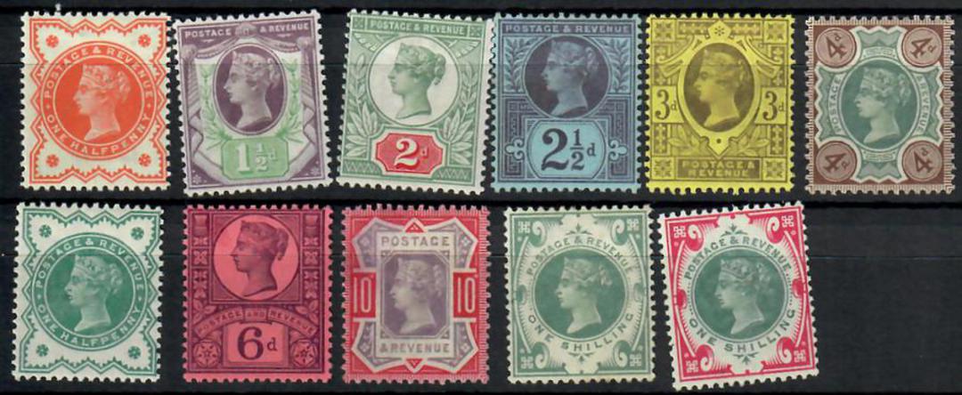 GREAT BRITAIN 1887 Victoria 1st Definitives. Part of the set. ½d ½d 1½d 2d 2½d 3d 4d 6d 10d 1/- 1/-. All in fine condition. - 24 image 0