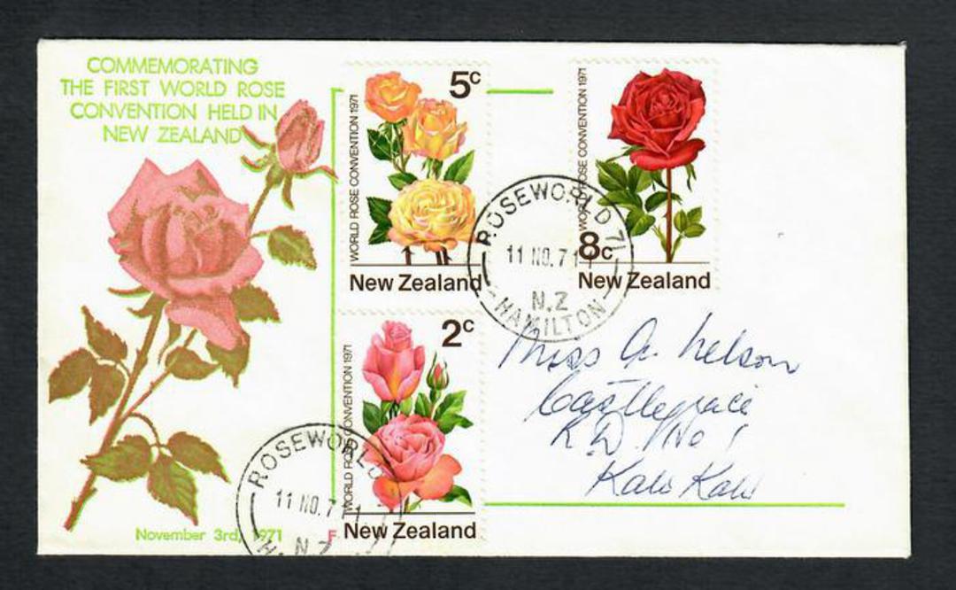 NEW ZEALAND Postmark Hamilton ROSEWORLD '71. J Class cancel on appropriate cover. - 31535 - Postmark image 0