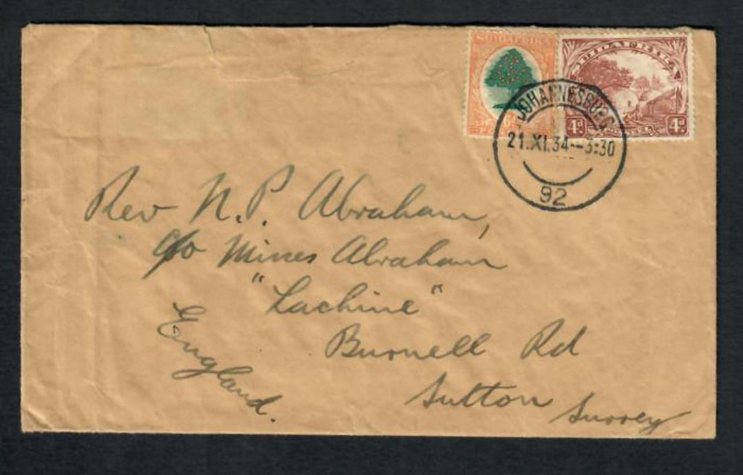 SOUTH AFRICA 1934 Cover from Johannesburg to London with 10d airmail rate. - 30674 image 0
