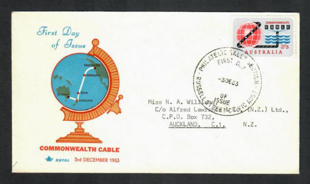AUSTRALIA 1963 Commonwealth Cable 2/3 Blue and Red on first day cover. . - 32267 - FDC image 0