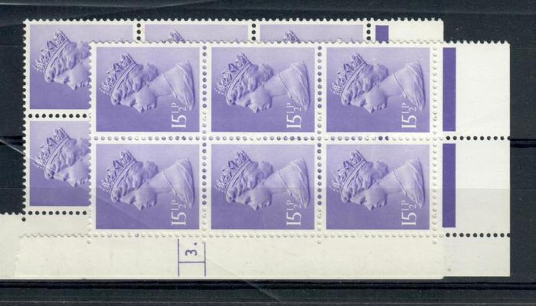 GREAT BRITAIN 1981 Machins 15½p Pale Violet. Cylinder block 3 with dot and without dot. - 21470 - UHM image 0