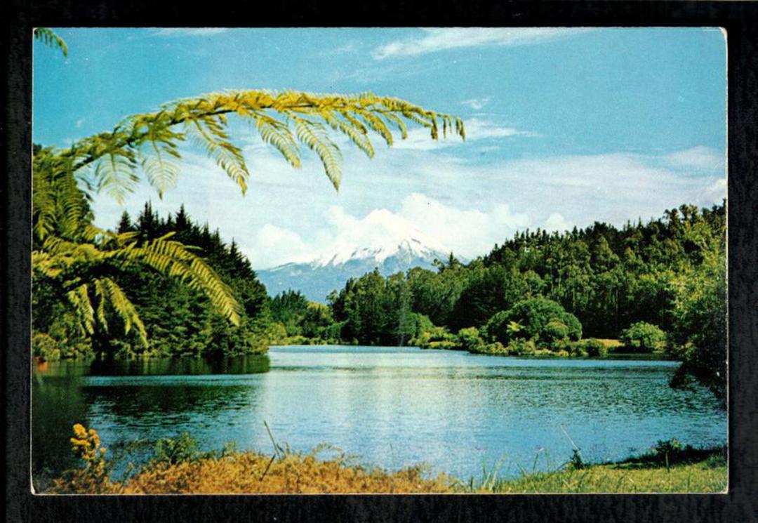 Modern Coloured Postcard by G B Scott of Mt Egmont from Lake Mangamohoe. - 446907 - Postcard image 0