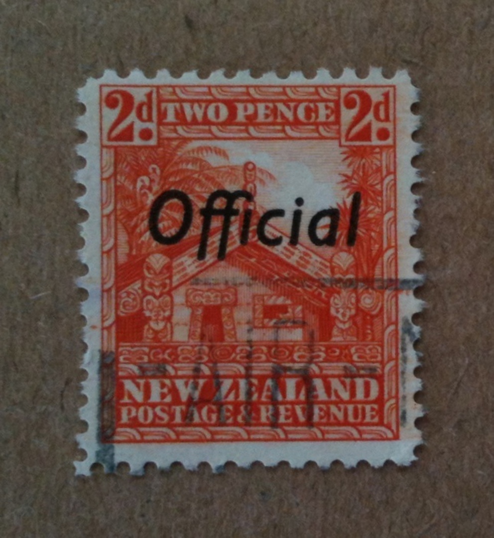 NEW ZEALAND 1935 Pictorial Official 2d  Orange. Perf 12½ Line. Light slogan cancel with "AIR"  prominent. - 74938 - FU image 0