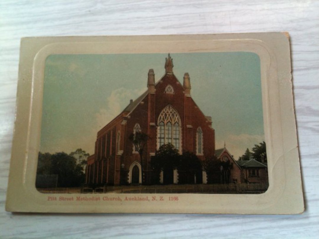 Coloured postcard of Pitt Street Methodist Church. - 45186 - Postcard image 0