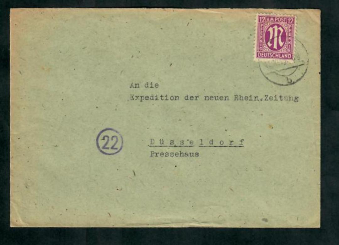 GERMANY Allied Occupation 1945 Nice cover from British and American Zone to Dusseldorf. The postal zone marking (22) is shown in image 0