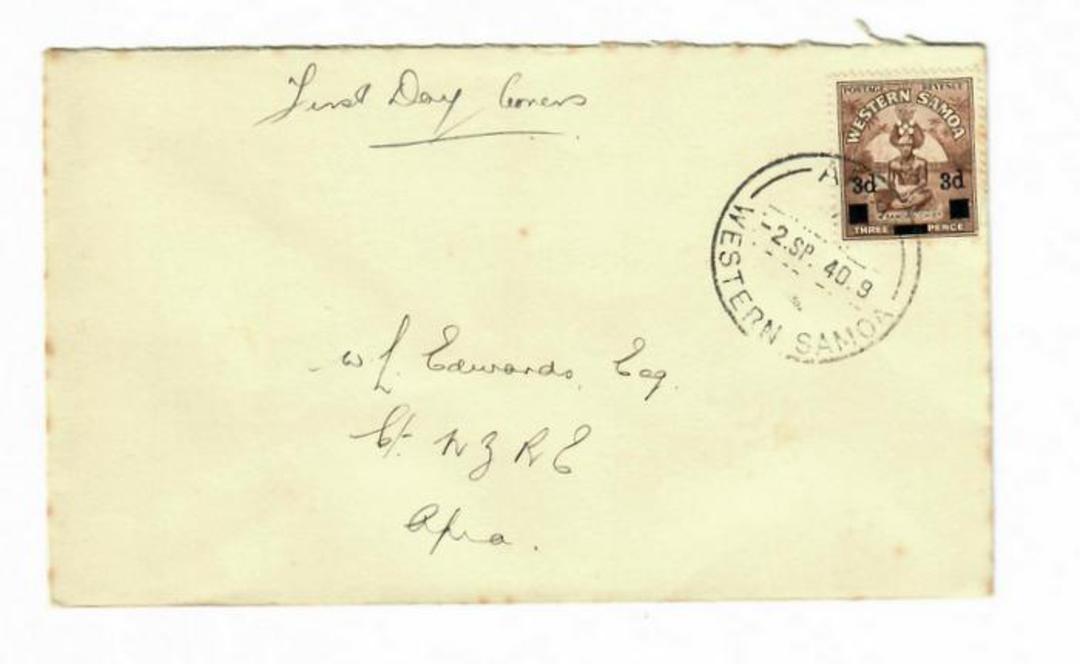 SAMOA 1940 Surcharge 1½d Brown on first day cover. - 32107 - FDC image 0