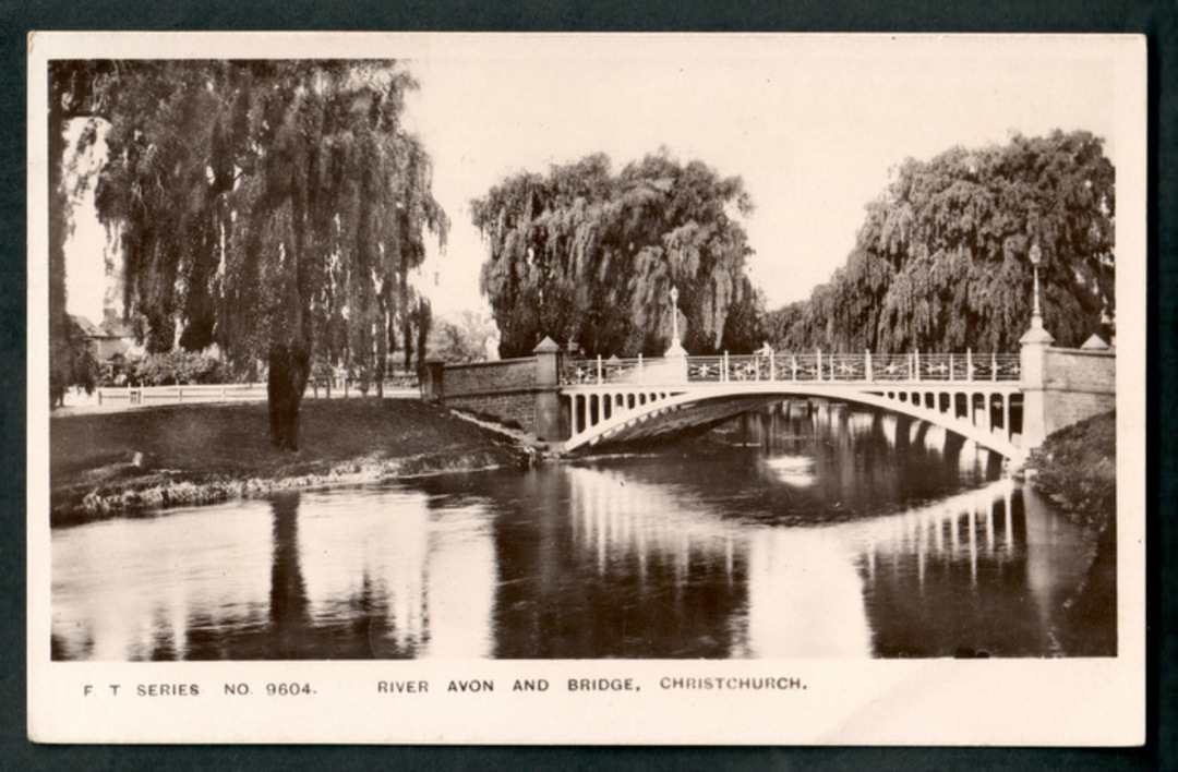 Real Photograph of River Avon and Bridge Christchurch. - 48523 - Postcard image 0