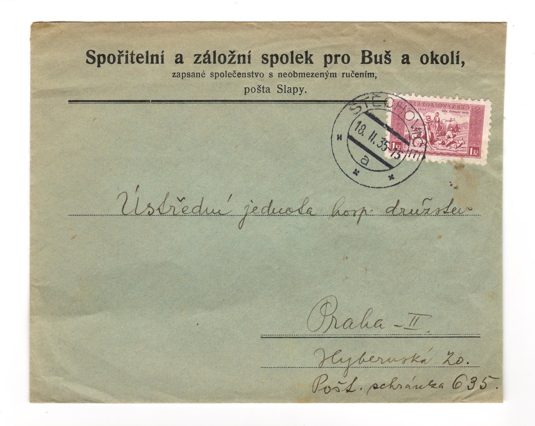 CZECHOSLOVAKIA 1935 Letter from Steohovice to Praha 2. - 30907 - PostalHist image 0