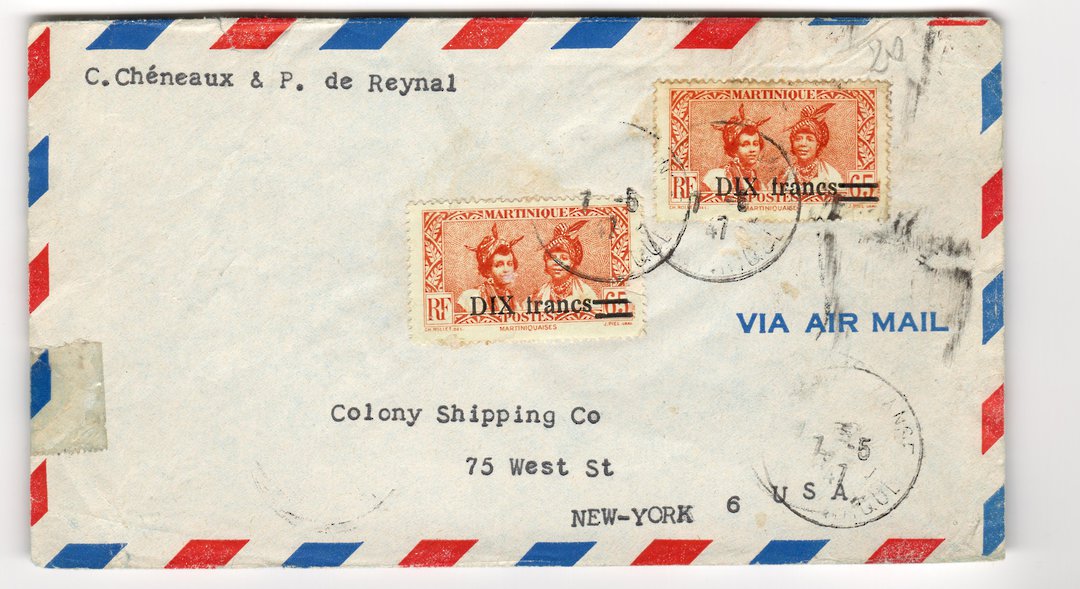 MARTINIQUE 1947 Airmail Letter from Fort de France to USA. - 37803 - PostalHist image 0