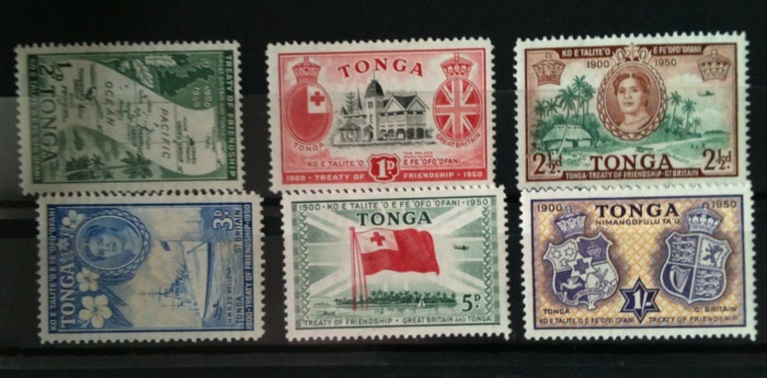 TONGA 1951 50th Anniversary of the Treaty of Friendship between Great Britain and Tonga. Set of 6. - 20064 - Mint image 0