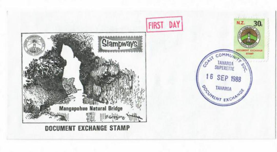 NEW ZEALAND Alternative Postal Operator Stampways 1988 30c Green on first day cover. Taharoa Superette. - 132685 - FDC image 0