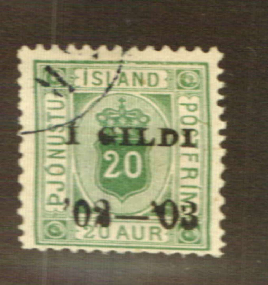 ICELAND 1902 Official 20 aur Green. Perf 12.5. - 73526 - FU image 0