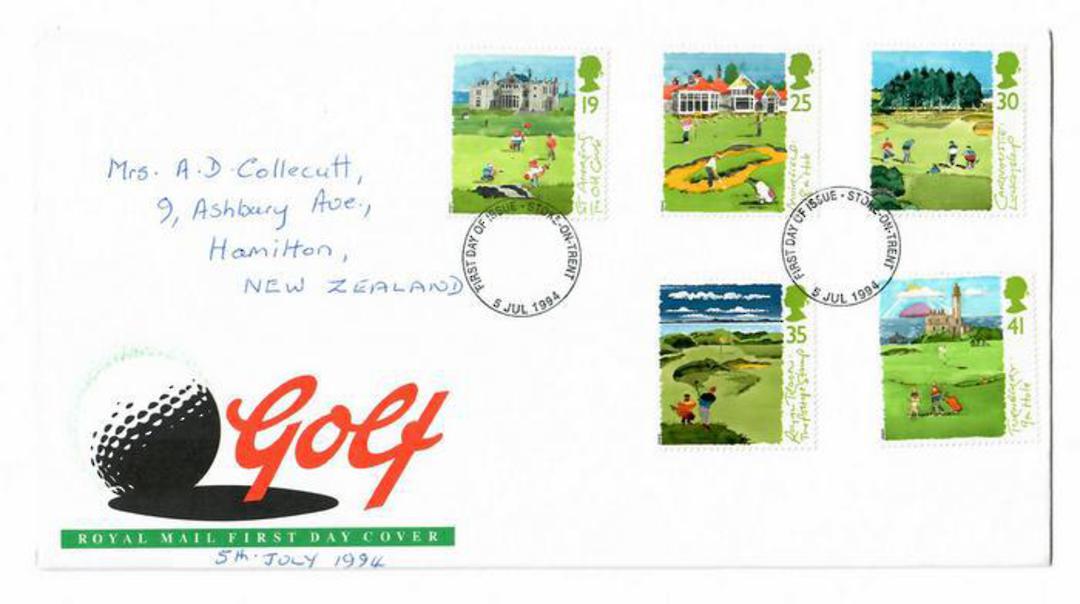 GREAT BRITAIN 1994 Scottish Golf Courses. Set of 5 on first day cover. - 137139 - FDC image 0