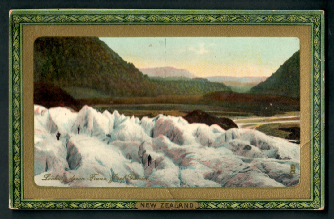 Coloured postcard. Looking down Franz Josef Glacier. - 48815 - Postcard image 0