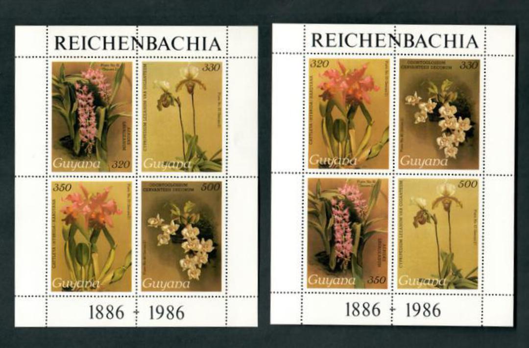 GUYANA 1988 Centenary of the Publication of Sanders' Reichenbachia. 27th series. Two of the miniature sheets. - 52424 - UHM image 0
