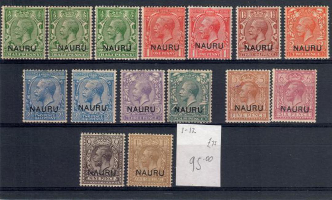 NAURU 1916 Geo 5th Definitives. Set of 11 plus the extra 2½d plus shades of the ½d and 1d. - 20336 - LHM image 0