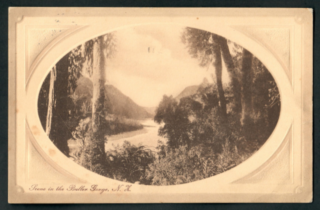 Sepia Postcard of Scene in the Buller Gorge. - 48807 - Postcard image 0
