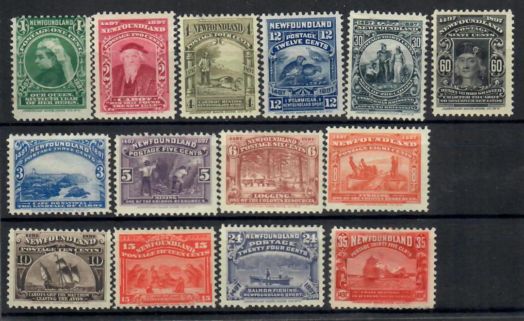 NEWFOUNDLAND 1897 400th Anniversary of the Discovery of Newfoundland. Set of 14. The top value is unhinged. - 21907 - Mint image 0