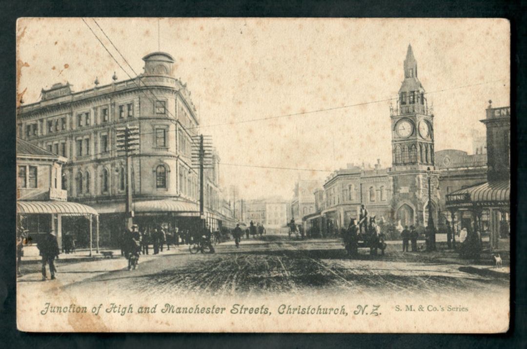 Early Undivided Postcard of the Junction of High and Manchester Streets. Old card. Nice picture. Poor condition. - 48419 - Postc image 0