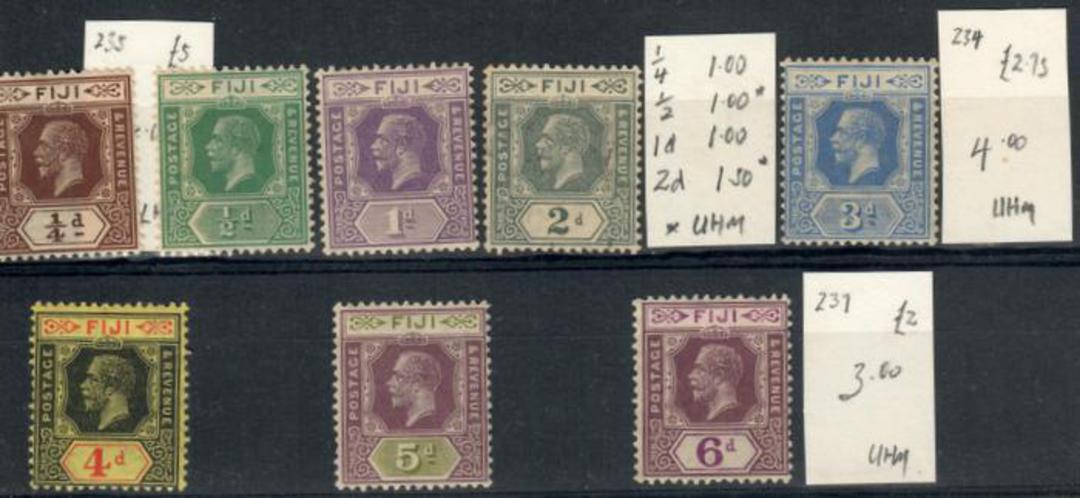 FIJI Selection of mint George 5th. All with Multiple Script CA. No faults. Mostlly UHM. Fresh and clean. Retail $NZ 18.50 $US 8. image 0
