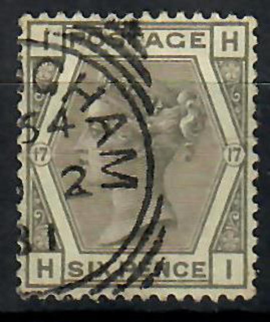 GREAT BRITAIN 1880 6d Grey. Plate 17. Postmark squared circle. Letters IHHI. Good perfs. - 70385 - Used image 0