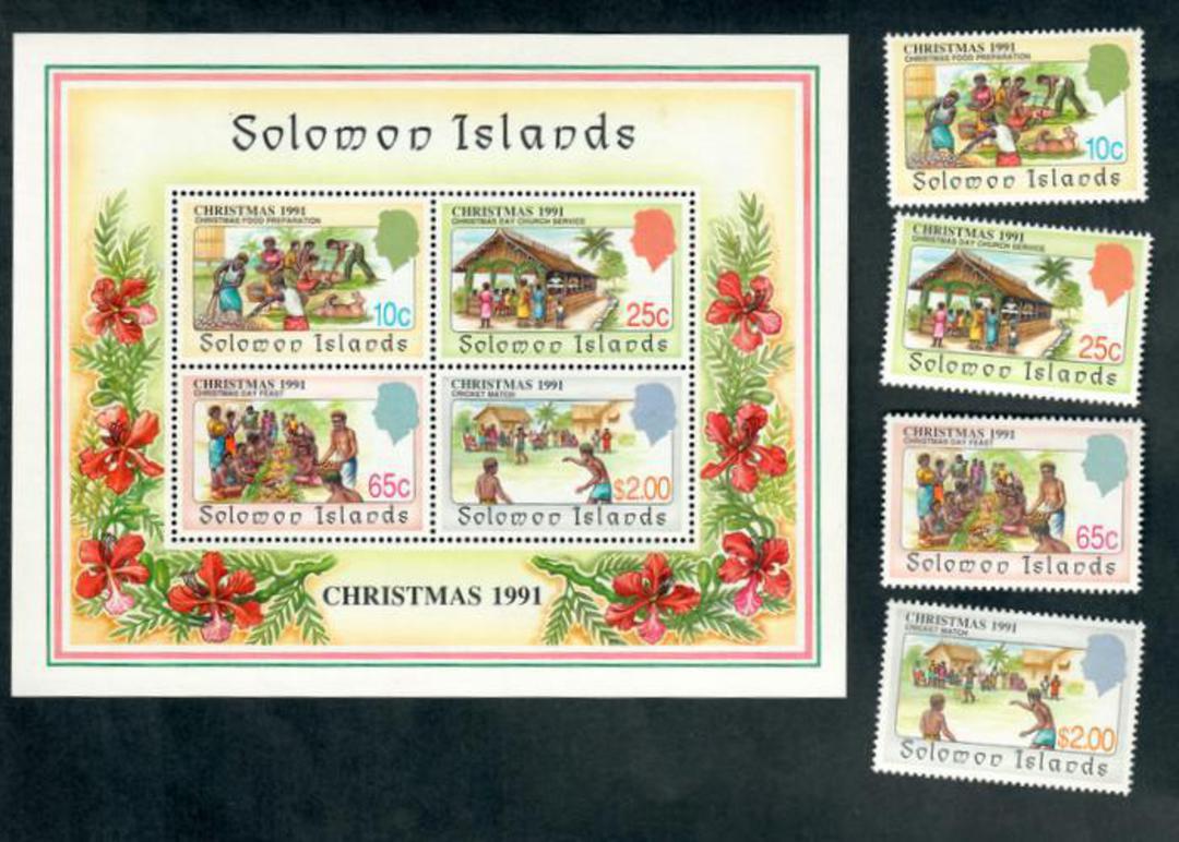 SOLOMON ISLANDS 1991 Christmas. Set of 4 and miniature sheet. - 50665 - UHM image 0