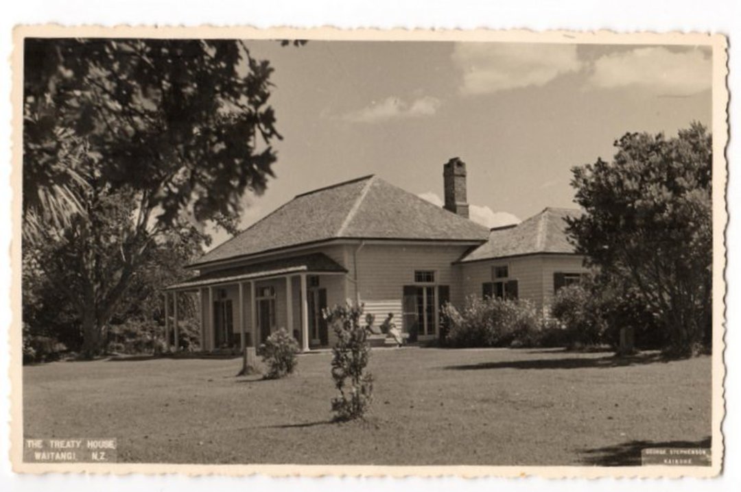 Real Photograph by George Stephenson (Kaikohe) of the Treaty House Waitangi. - 45021 - Postcard image 0