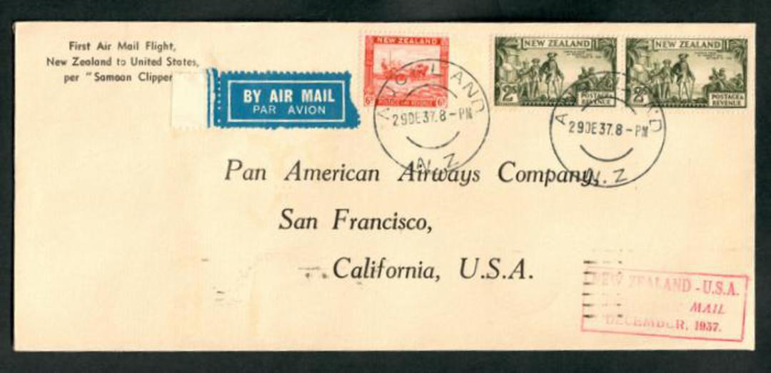 NEW ZEALAND 1937 First Airmail Flight New Zealand to USA by "Samoan Clipper'. 29/12/37. - 130102 - PostalHist image 0