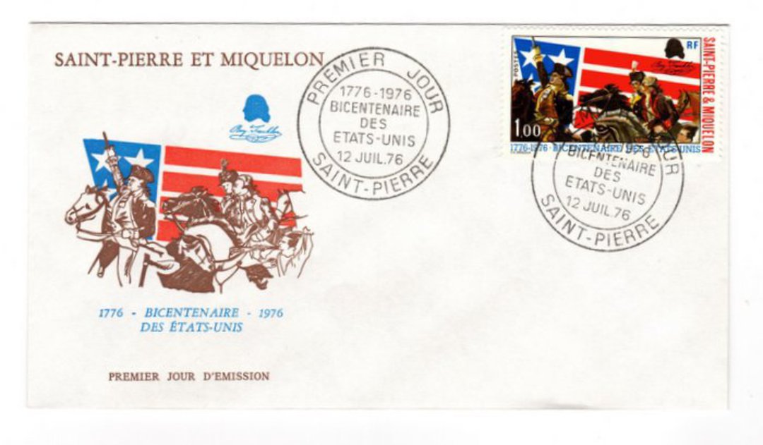 ST PIERRE et MIQUELON 1976 Bicentenary of the American Revolution on first day cover. - 38230 - FDC image 0
