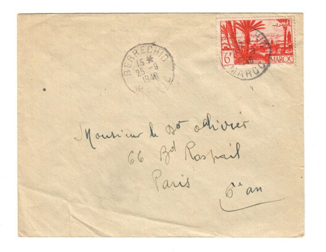 FRENCH MOROCCO 1948 Letter from Berrechid to Paris. - 37741 - PostalHist image 0
