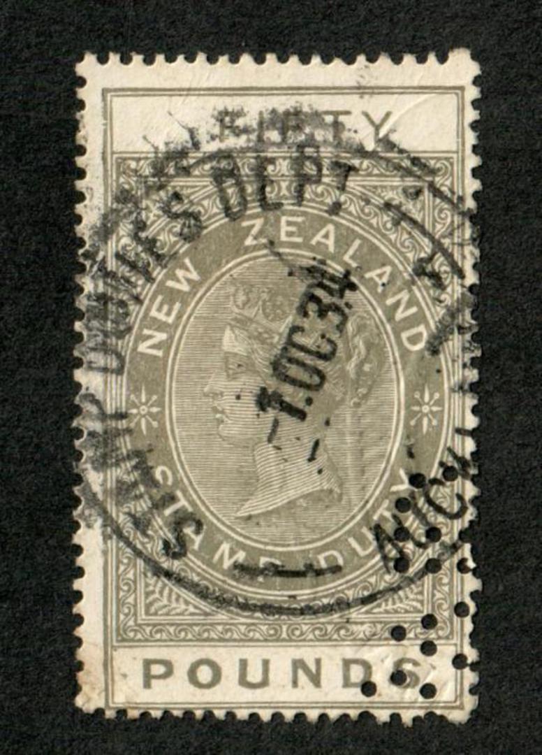 NEW ZEALAND 1880 Victoria 1st Long Type Fiscal £50 Grey. Punched. - 39775 - Fiscal image 0